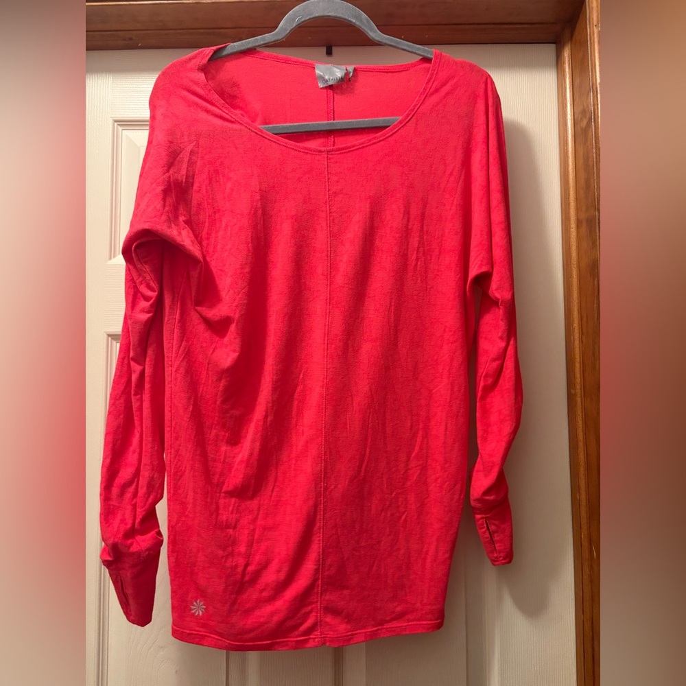 Athleta Ruched Sleeve XS Long Sleeve Top in Pink Thumb hole Athletic